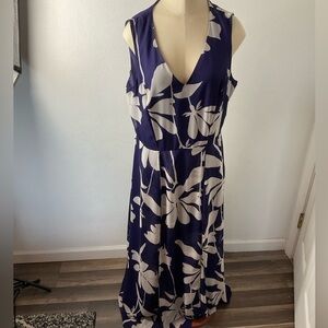 ANNE Klein Sleeveless Open Neck  Floral Dress Sz 14